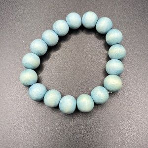 Wooden blue bead bracelet